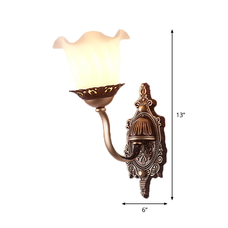 Vivolux | Rustieke Stijl Bloesem Wandlamp 1/2-Kop Opaline Glas Wandmontage Verlichting in Bruin voor Woonkamer