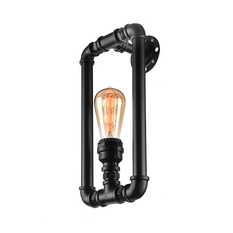 Vivolux | 1 Glühbirne Rechteckige Rohr Wandleuchte Antik Stilvolles Schwarz/Rost Eisen Wandmontierte Lampe für Schlafzimmer