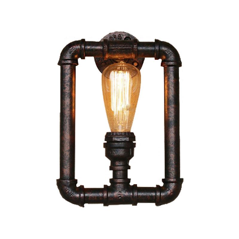 Vivolux | 1 Glühbirne Rechteckige Rohr Wandleuchte Antik Stilvolles Schwarz/Rost Eisen Wandmontierte Lampe für Schlafzimmer