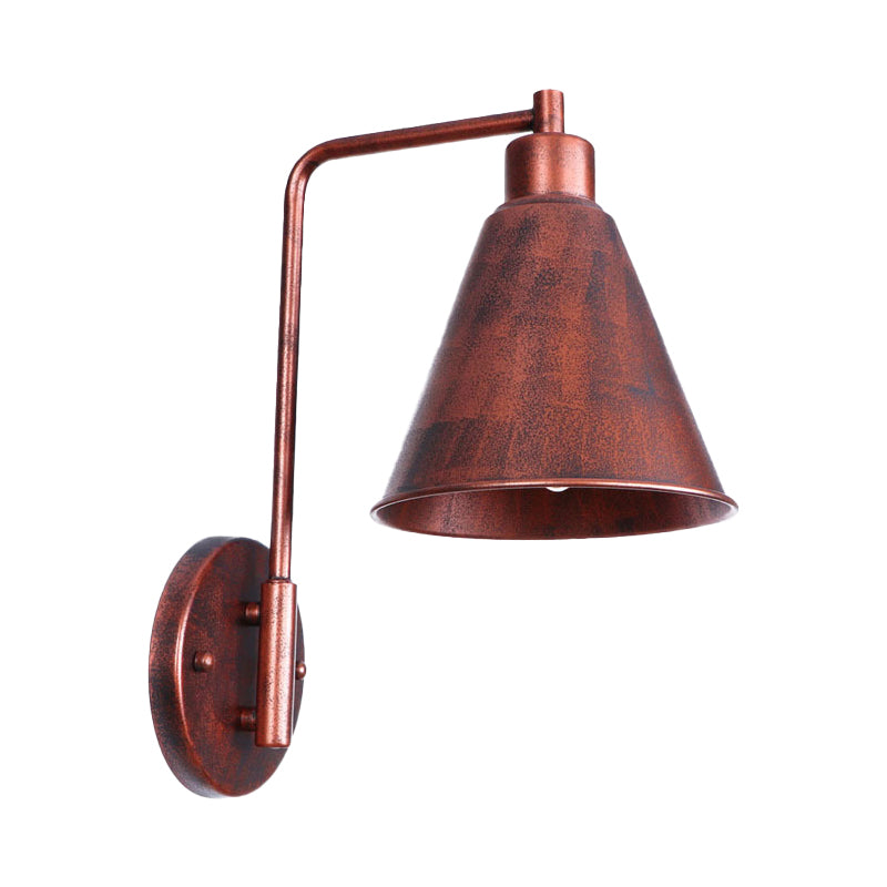 Vivolux | 1 Glühbirne Konische Wandlampe Vintage Stil Schwarz/Rost Eisen Wandmontierte Lampe mit Winkelarm für Bauernhaus