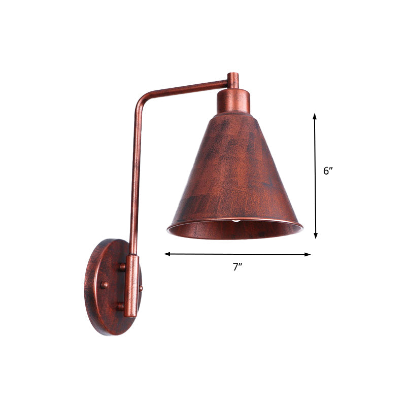 Vivolux | 1 Glühbirne Konische Wandlampe Vintage Stil Schwarz/Rost Eisen Wandmontierte Lampe mit Winkelarm für Bauernhaus