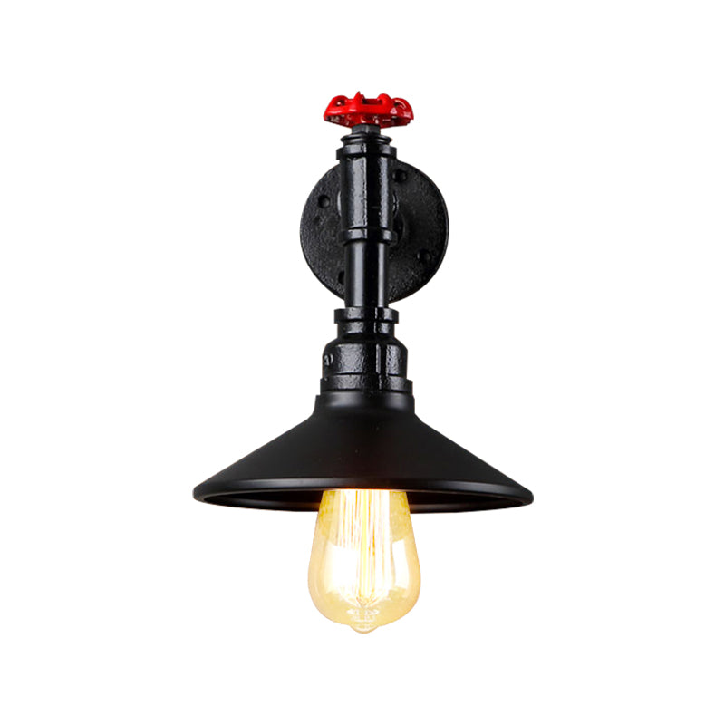 Vivolux | 1 Kopf Metall Wandmontage Licht Vintage Industriell Schwarz Kegelschirm Esszimmer Wandbeleuchtung mit Rohrleitungen