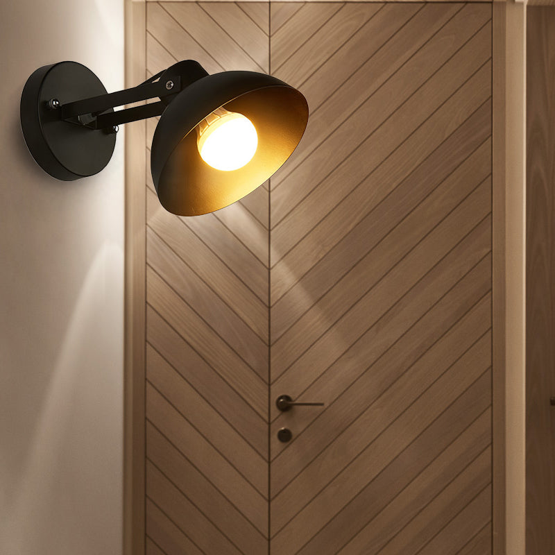Vivolux | 1 Kopf Wandlicht Fixture mit Kuppel Shade Metall Industriellen Stil Innen Wandlampe in Schwarz