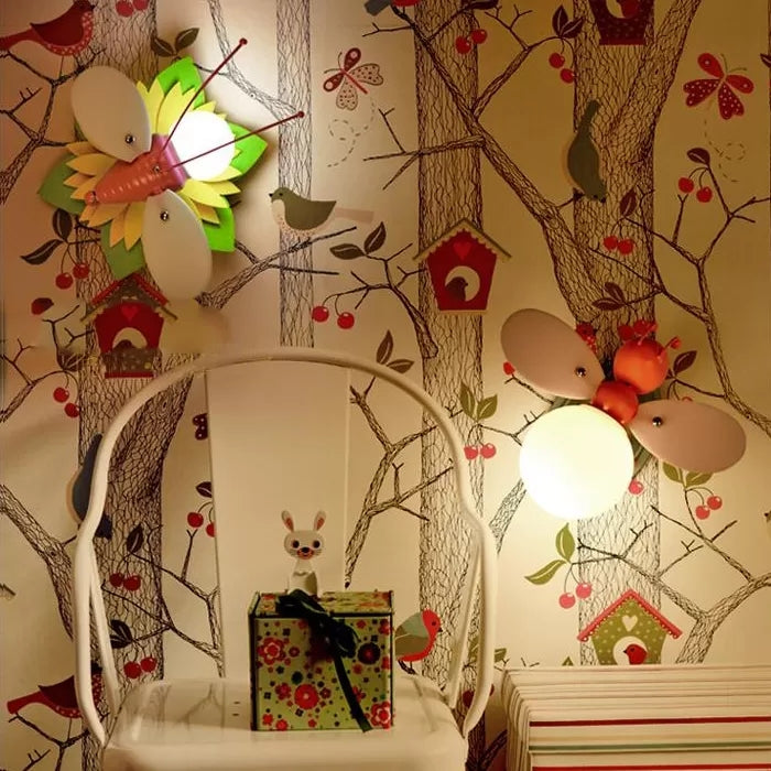 Vivolux | Rustikale Stil Bienen Wandleuchte Einzelne Glühbirne Metall Wandlampe für Kindergarten Kinderzimmer
