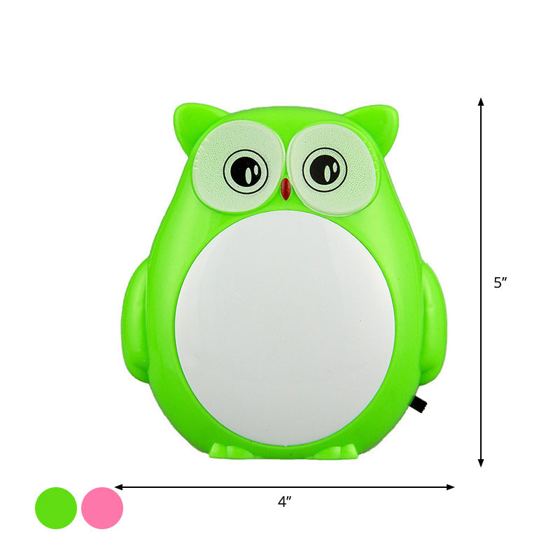 Vivolux | Uil Kinderkamer Mini Nachtlampje Plastic Cartoon Stekker LED Wandverlichting Ideeën in Rood/Groen