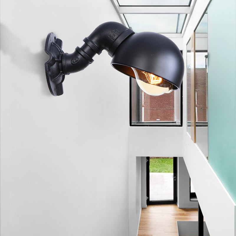 Vivolux | 1 Glühbirnen Wandleuchte mit Schüssel Metallschirm Vintage Stil Treppenwandleuchte in Schwarz