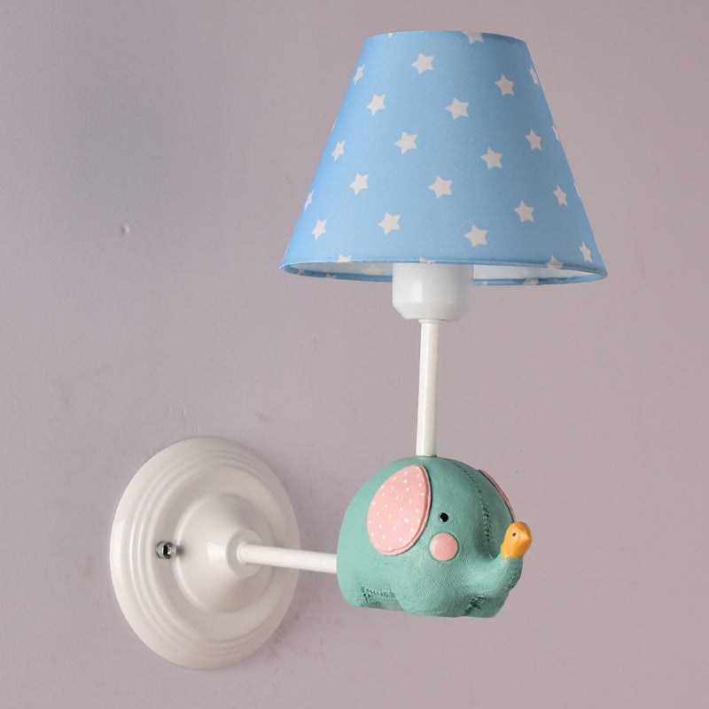 Vivolux | Rechthoekige Kinder Slaapkamer Wandlamp IJzer 1-Licht Kids Sconces Lichtarmatuur met Roze/Blauwe Kleur en Schattige Olifant Decor