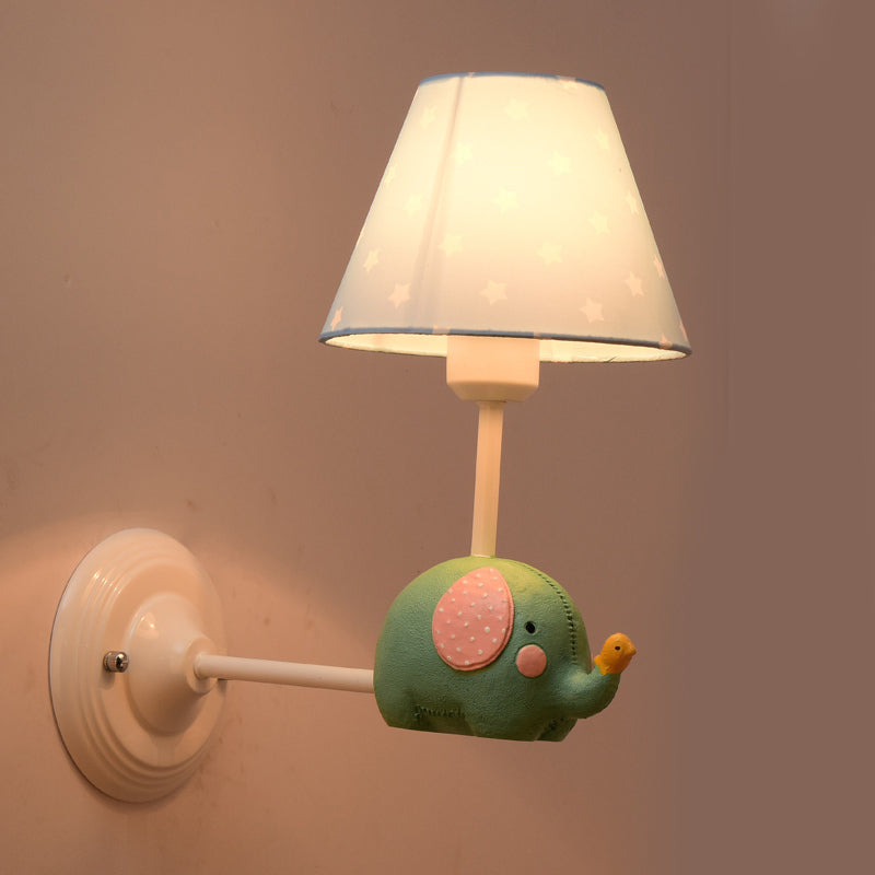 Vivolux | Rechthoekige Kinder Slaapkamer Wandlamp IJzer 1-Licht Kids Sconces Lichtarmatuur met Roze/Blauwe Kleur en Schattige Olifant Decor