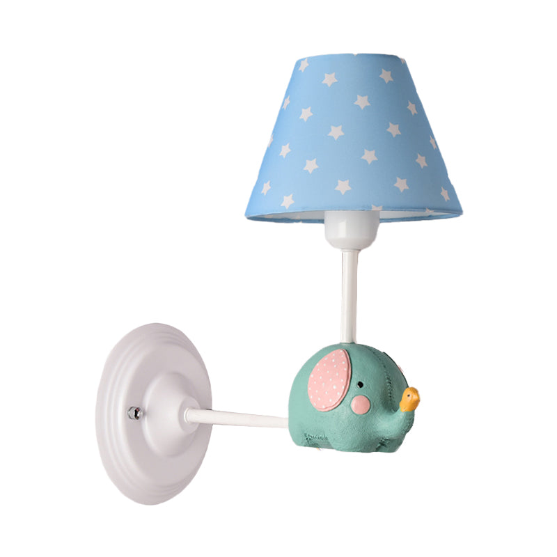 Vivolux | Rechthoekige Kinder Slaapkamer Wandlamp IJzer 1-Licht Kids Sconces Lichtarmatuur met Roze/Blauwe Kleur en Schattige Olifant Decor