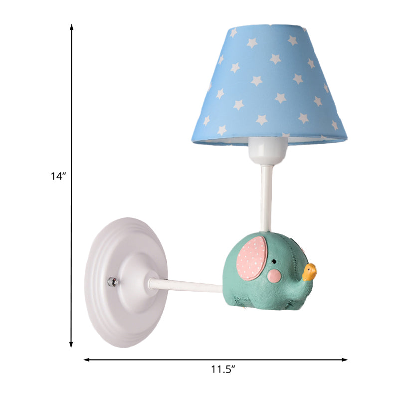 Vivolux | Rechthoekige Kinder Slaapkamer Wandlamp IJzer 1-Licht Kids Sconces Lichtarmatuur met Roze/Blauwe Kleur en Schattige Olifant Decor