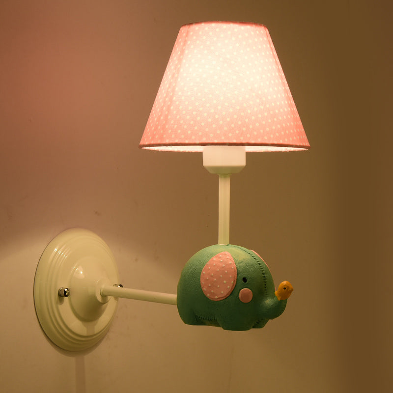 Vivolux | Rechthoekige Kinder Slaapkamer Wandlamp IJzer 1-Licht Kids Sconces Lichtarmatuur met Roze/Blauwe Kleur en Schattige Olifant Decor