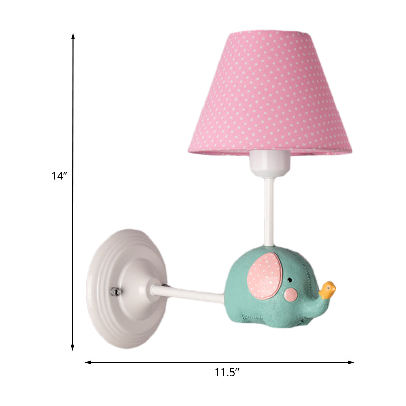 Vivolux | Rechthoekige Kinder Slaapkamer Wandlamp IJzer 1-Licht Kids Sconces Lichtarmatuur met Roze/Blauwe Kleur en Schattige Olifant Decor
