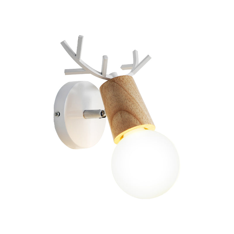 Vivolux | Nordic Shadeless Rotatable Wandlamp Hout 1 Hoofd Slaapkamer Wandverlichting in Zwart/Wit met Hertenhoorn Top