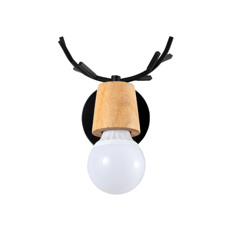 Vivolux | Nordic Shadeless Rotatable Wandlamp Hout 1 Hoofd Slaapkamer Wandverlichting in Zwart/Wit met Hertenhoorn Top