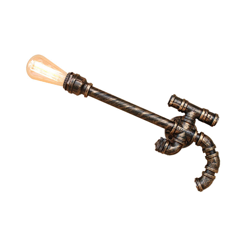 Vivolux | 1 Glühbirne pistolenförmige Wandlampe mit Rohrdesign Lagerstil Antikbronze Eisen Wandmontierte Leuchte