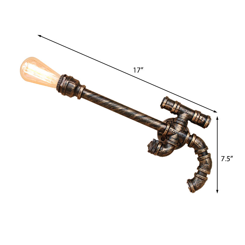Vivolux | 1 Glühbirne pistolenförmige Wandlampe mit Rohrdesign Lagerstil Antikbronze Eisen Wandmontierte Leuchte