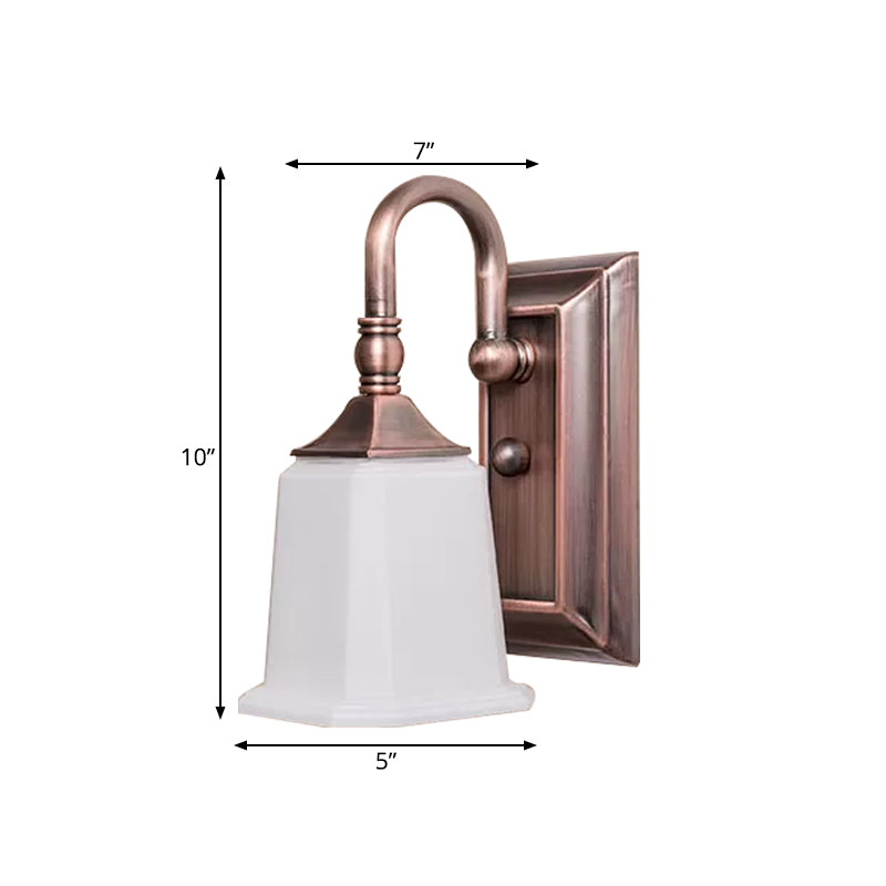 Vivolux | Retro Flared Wandlamp Verlichting 1-Kop Crème Glazen Wandlicht Fixture in Koper met Zwanenhals Arm