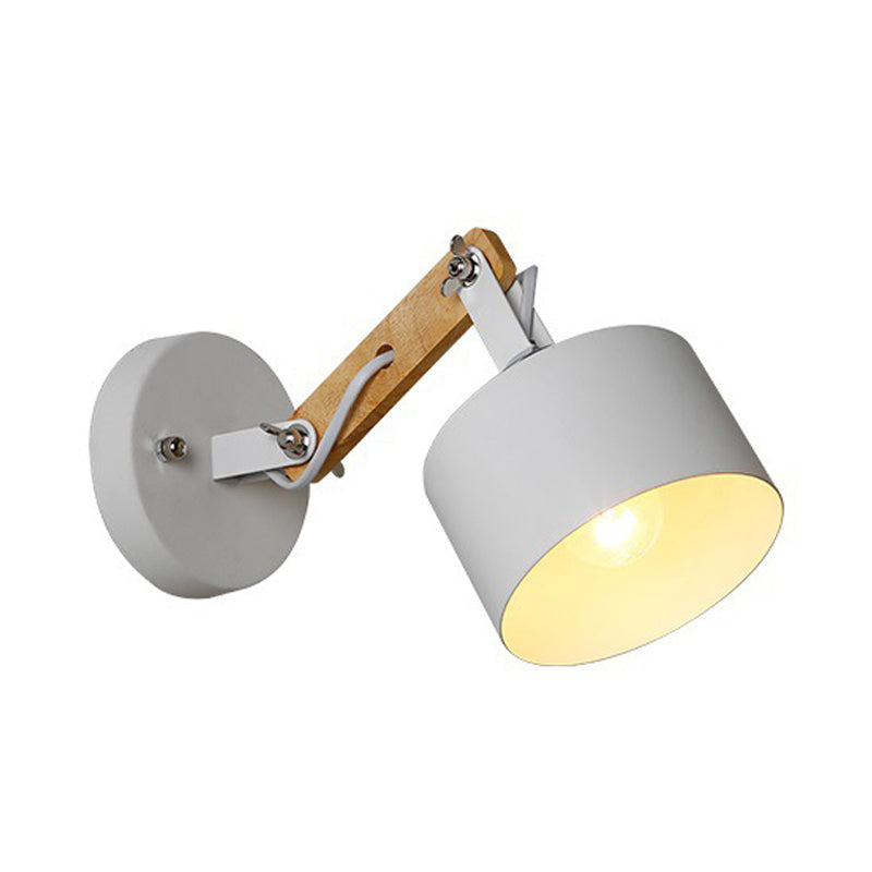 Vivolux | 1 bulb cilindrische wandlamp hedendaags witte metalen draaibare sconce lichtarmatuur voor gang