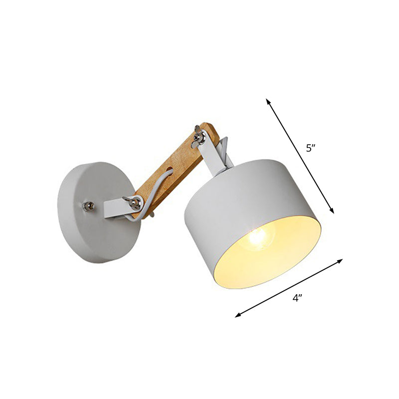 Vivolux | 1 bulb cilindrische wandlamp hedendaags witte metalen draaibare sconce lichtarmatuur voor gang