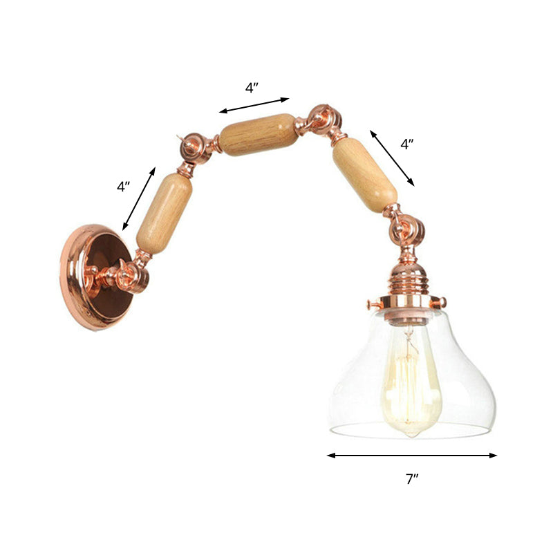 Vivolux | 1 Glühbirne Wandlampe mit Kegelschirm Klarglas Industrielle Wohnzimmer Wandleuchte Beleuchtung