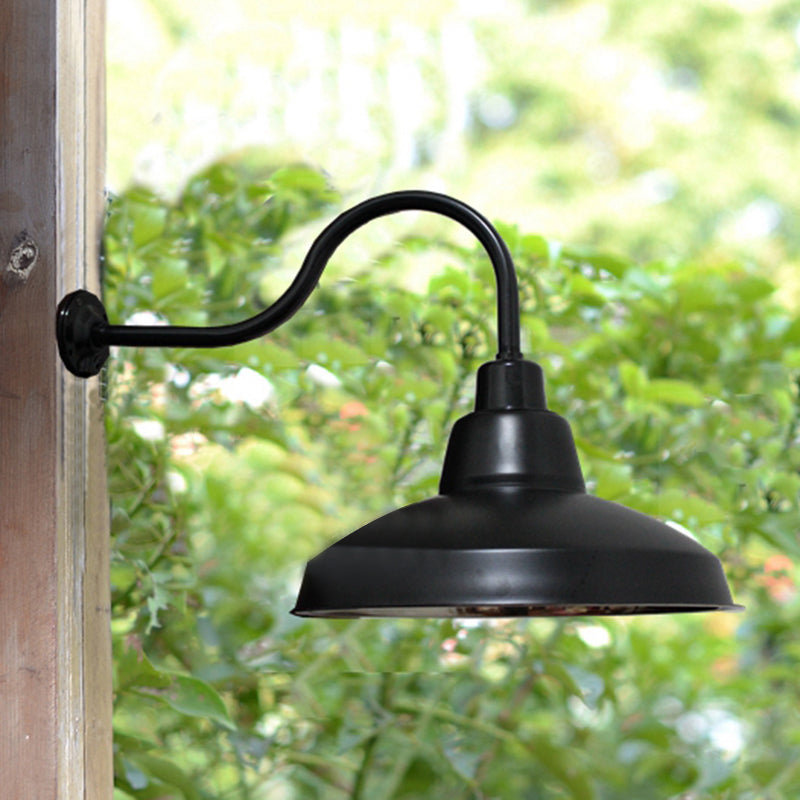 Vivolux | 1 Kopf Wandleuchte Vintage Schwarz Schmiedeeisen Wandlicht mit Gänsehälse Arm für Veranda