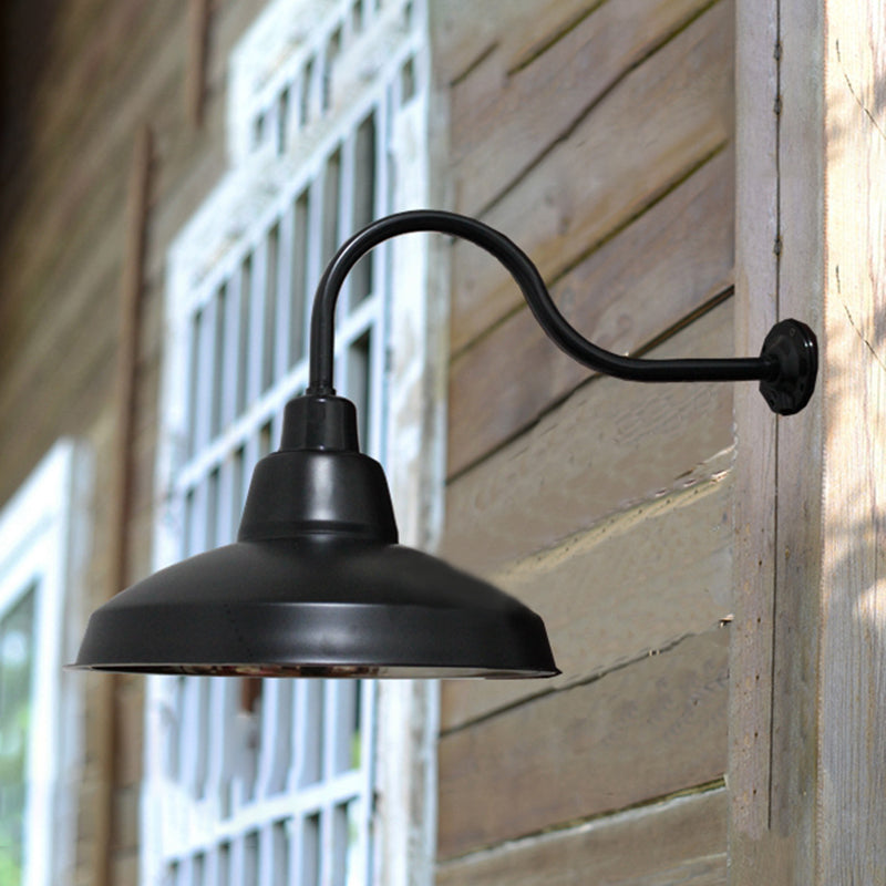 Vivolux | 1 Kopf Wandleuchte Vintage Schwarz Schmiedeeisen Wandlicht mit Gänsehälse Arm für Veranda