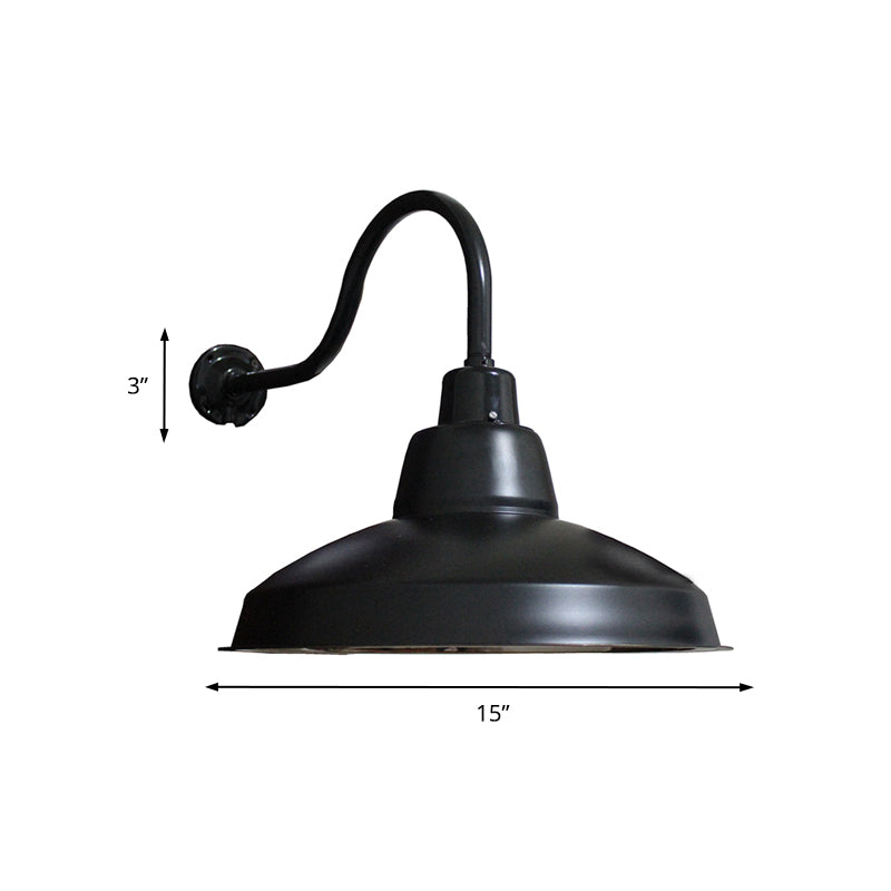 Vivolux | 1 Kopf Wandleuchte Vintage Schwarz Schmiedeeisen Wandlicht mit Gänsehälse Arm für Veranda
