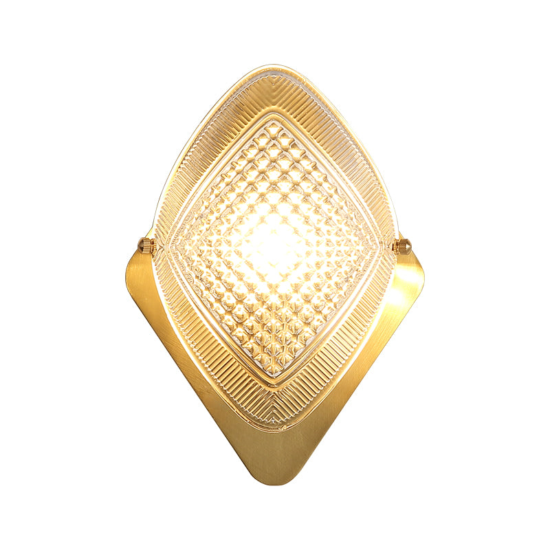 Vivolux | 1 Glühbirne Rhombus Wandlicht Fixture Modern Stilvolles Metall und klares Kristall Wandleuchte Lampe in Messing-Finish