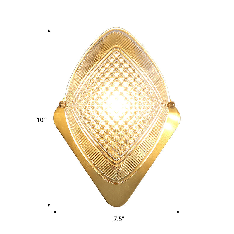Vivolux | 1 Glühbirne Rhombus Wandlicht Fixture Modern Stilvolles Metall und klares Kristall Wandleuchte Lampe in Messing-Finish