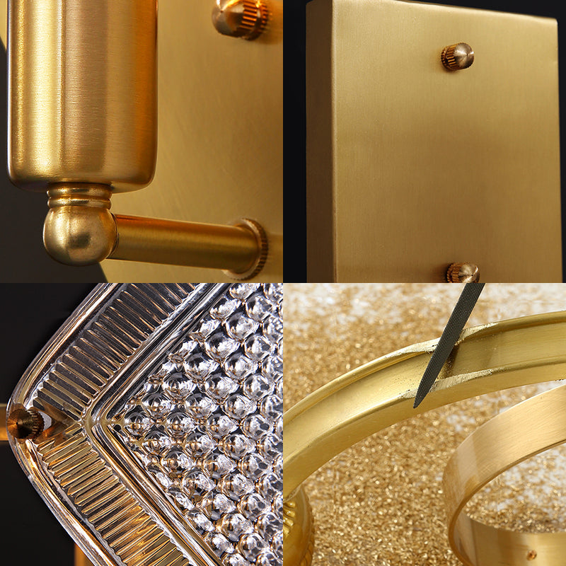 Vivolux | 1 Glühbirne Rhombus Wandlicht Fixture Modern Stilvolles Metall und klares Kristall Wandleuchte Lampe in Messing-Finish