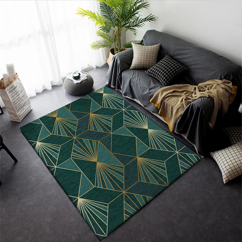 Vivolux | Nordic Modern Vloerkleed in Teal Geometrisch Ruitpatroon Vloerkleed Polyester Machine Wasbaar Tapijt voor Huisdecoratie