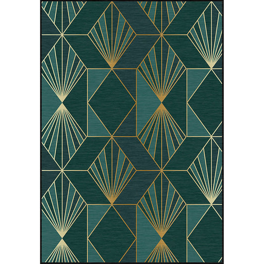 Vivolux | Nordic Modern Vloerkleed in Teal Geometrisch Ruitpatroon Vloerkleed Polyester Machine Wasbaar Tapijt voor Huisdecoratie