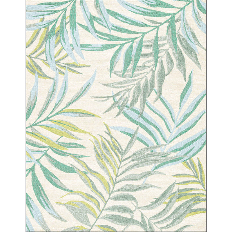 Vivolux | Tropisch botanisch patroon vloerkleed met blad wit en geel polyester vloerkleed machinewasbaar antislip gebied vloerkleed voor slaapkamer