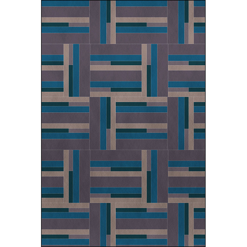 Vivolux | Nordic Novelty Teppich Blau und Lila Farbkasten Streifenmuster Teppich Polyester Waschbarer Teppich für Heimdekoration