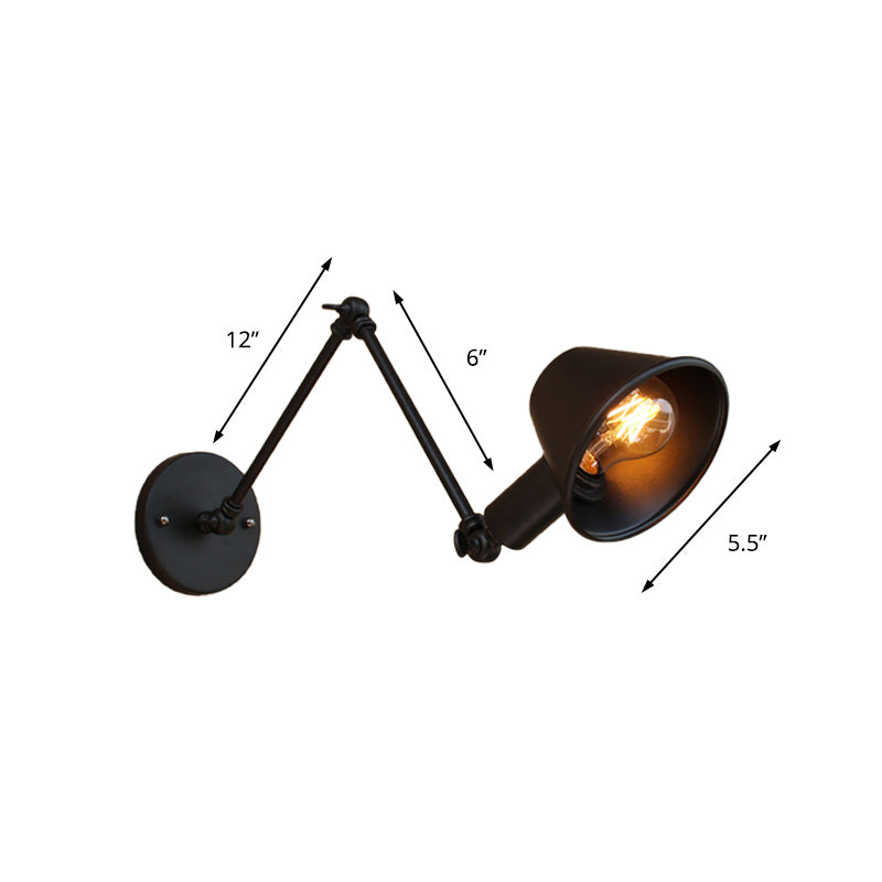 Vivolux | 1 Glühbirne Wandbeleuchtung Vintage Industrie Konische Schattierung Metall Wandlampe in Schwarz/Rost für das Arbeitszimmer