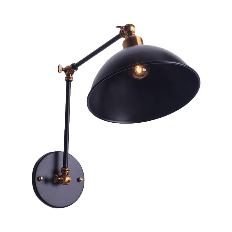 Vivolux | 1 Glühbirnen Wandleuchte Vintage Schwenkarm Metall Wandbeleuchtung mit Schalenlicht in Schwarz für Treppenhaus