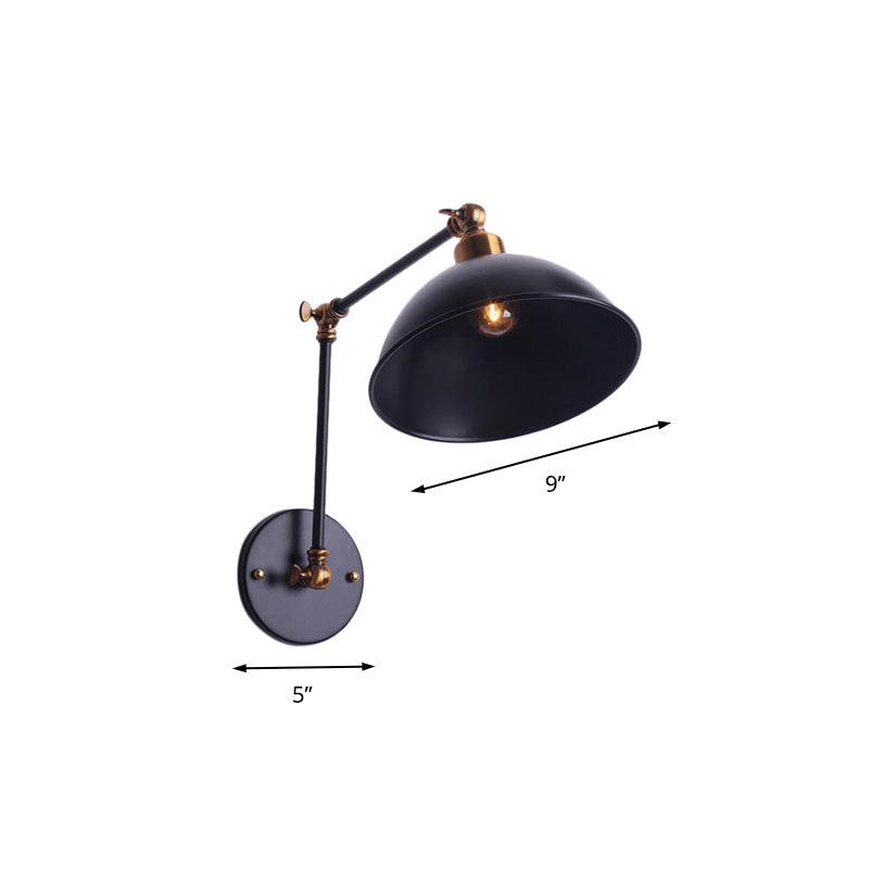 Vivolux | 1 Glühbirnen Wandleuchte Vintage Schwenkarm Metall Wandbeleuchtung mit Schalenlicht in Schwarz für Treppenhaus
