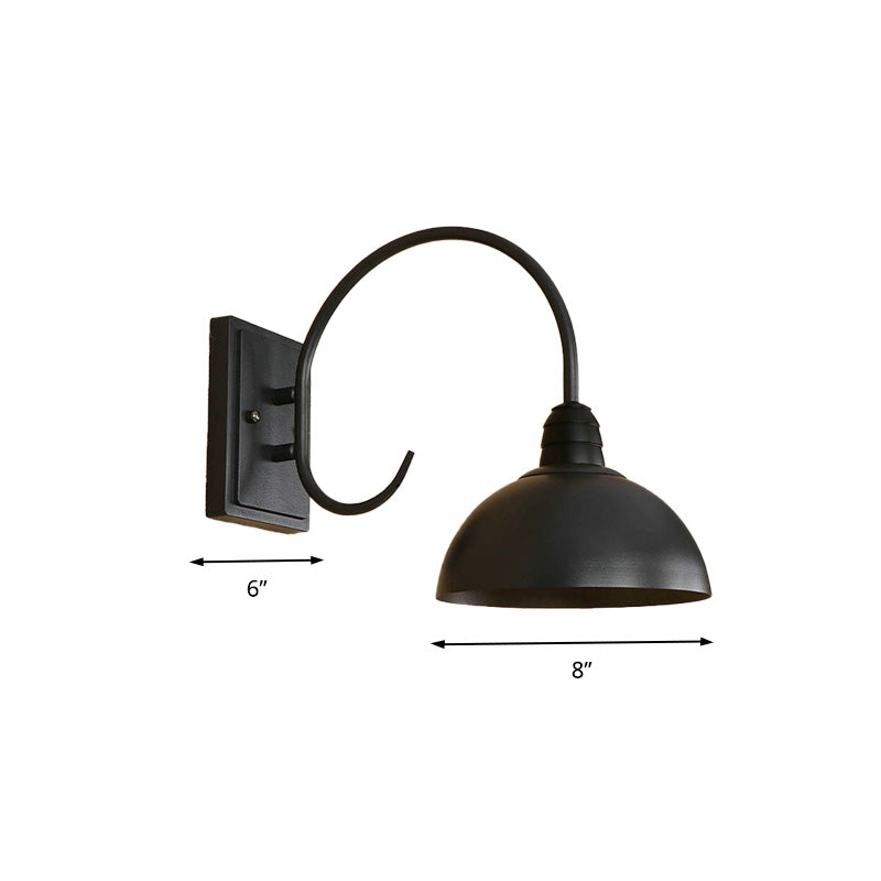 Vivolux | 1 Kopf Wand Sconce Retro Kuppelschirm Metall Sconce Lichtfixture mit gebogenem Arm in Schwarz