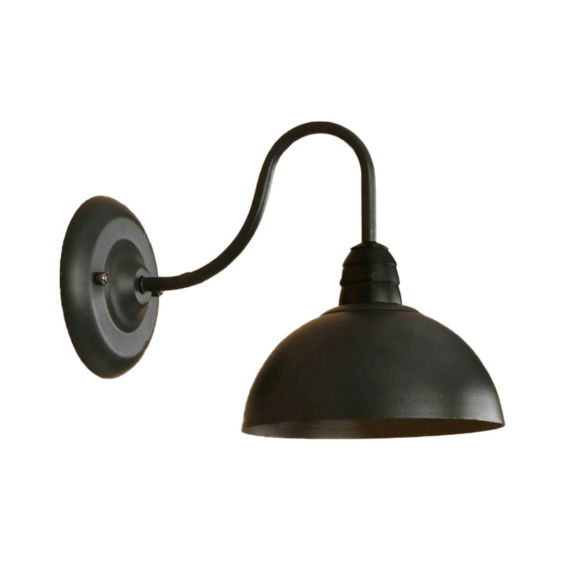 Vivolux | 1 Kopf Wand Sconce Retro Kuppelschirm Metall Sconce Lichtfixture mit gebogenem Arm in Schwarz