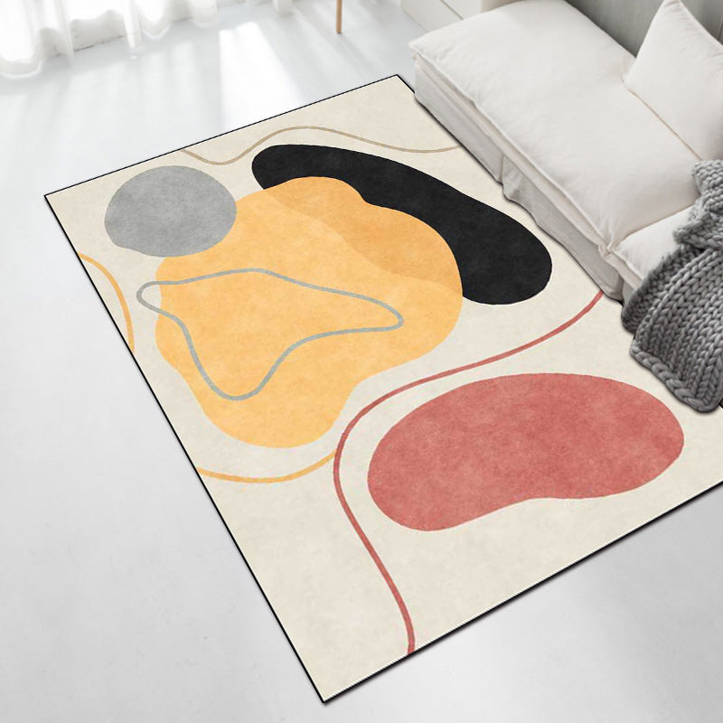 Vivolux | Nordic Novelty Tapijt in Ivoor Kleurblok Grafische Lijnen Patroon Tapijt Polyester Vlekbestendige Vloerkleed voor Thuisdecoratie