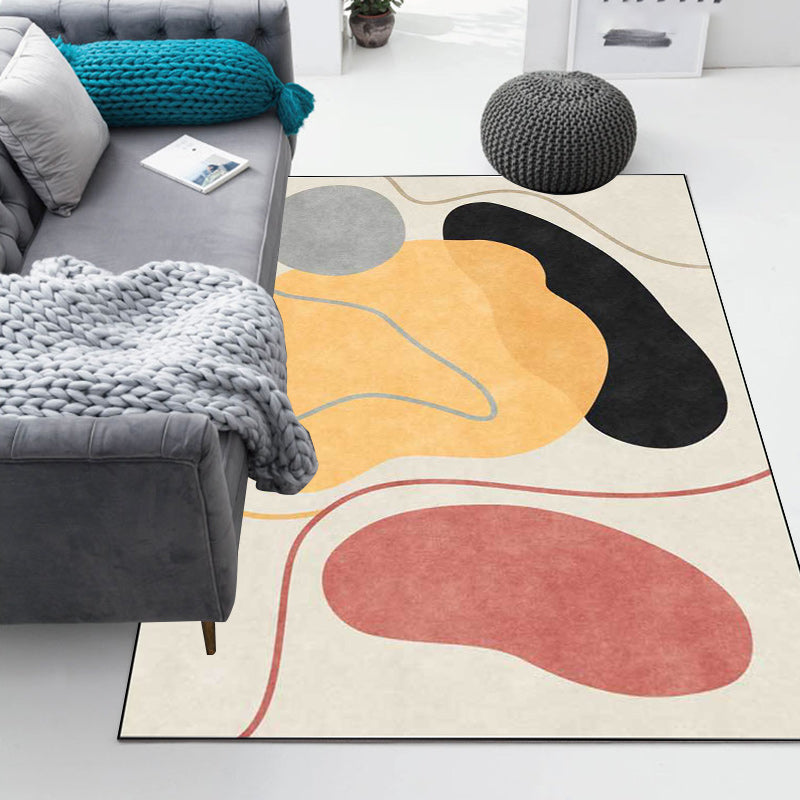 Vivolux | Nordic Novelty Tapijt in Ivoor Kleurblok Grafische Lijnen Patroon Tapijt Polyester Vlekbestendige Vloerkleed voor Thuisdecoratie