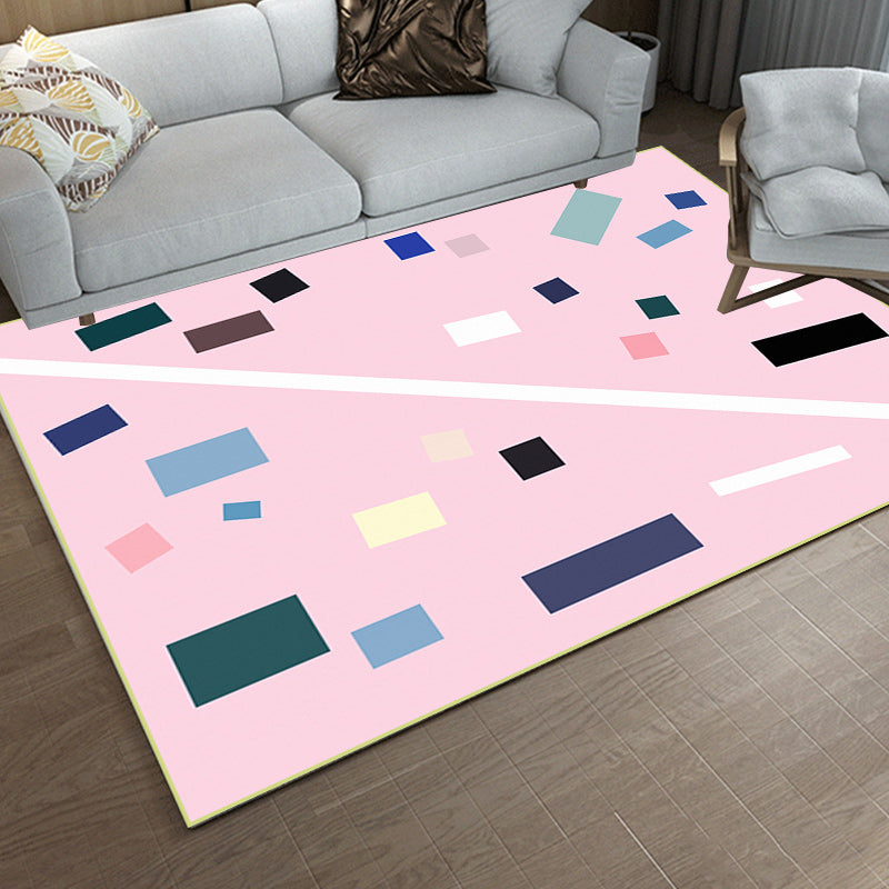 Vivolux | Nordic Novelty Tapijt in Roze Geometrie Rechthoek Patroon Tapijt Polyester Antislip Achterkant Tapijt voor Huisdecoratie