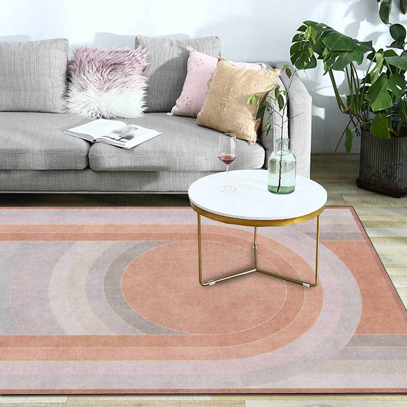 Vivolux | Roze Slaapkamer Tapijt Novelty Kleur Blok Arc Cirkelpatroon Gebied Tapijt Polyester Non-Slip Achterkant Vlekbestendig Tapijt