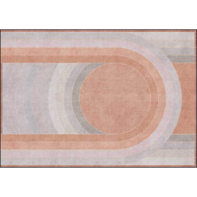 Vivolux | Roze Slaapkamer Tapijt Novelty Kleur Blok Arc Cirkelpatroon Gebied Tapijt Polyester Non-Slip Achterkant Vlekbestendig Tapijt