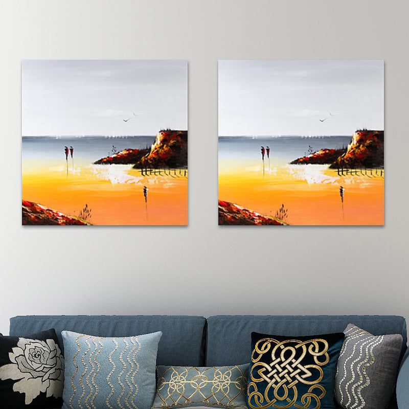 Vivolux | Oranje Artistieke Schilderij Wanddecoratie voor Thuis, Canvas-Gemaakt