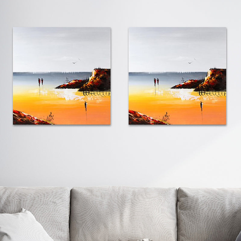 Vivolux | Oranje Artistieke Schilderij Wanddecoratie voor Thuis, Canvas-Gemaakt