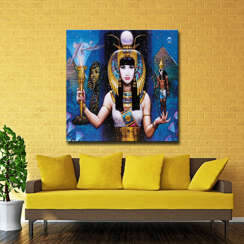Vivolux | Texturierte Ägypten Frauen Kunstprint Leinwand Zeitgenössische Wanddekoration im Esszimmer