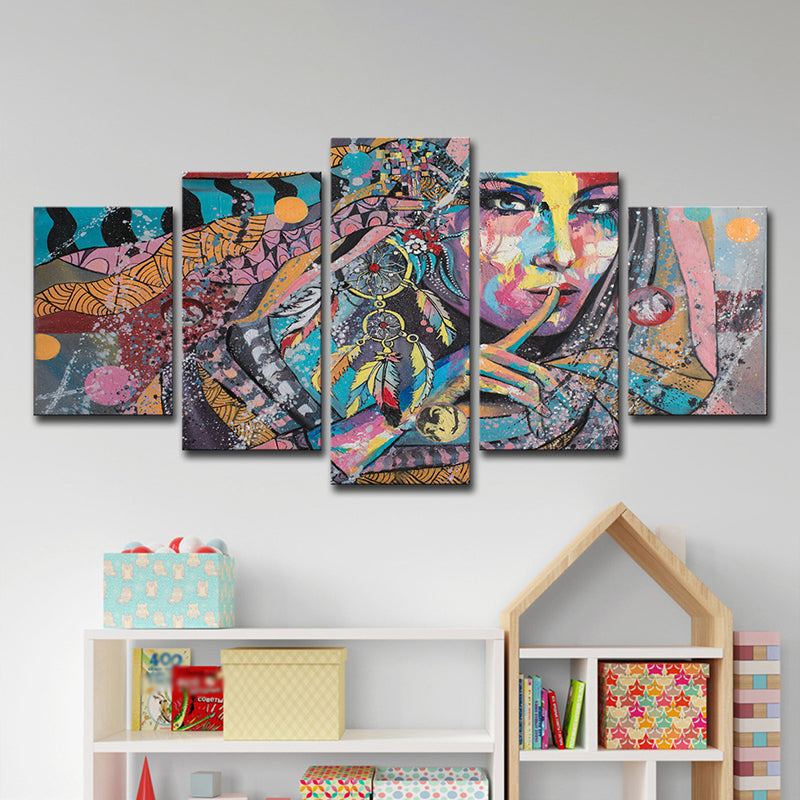 Vivolux | Traumfänger Gemälde Wandkunst Druck lila Leinwand Wanddekoration, Mehrteilig