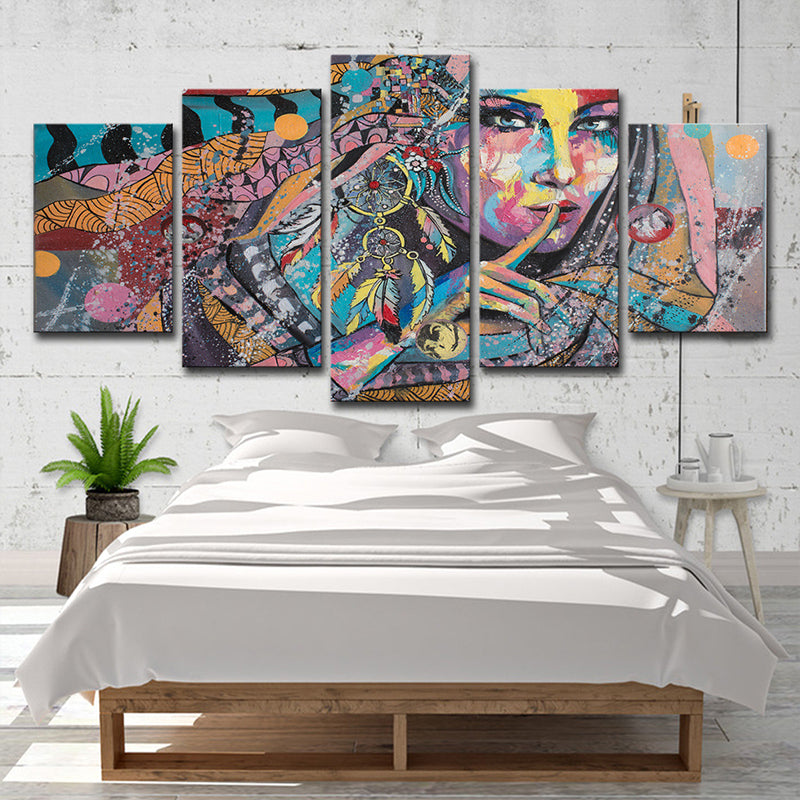 Vivolux | Traumfänger Gemälde Wandkunst Druck lila Leinwand Wanddekoration, Mehrteilig