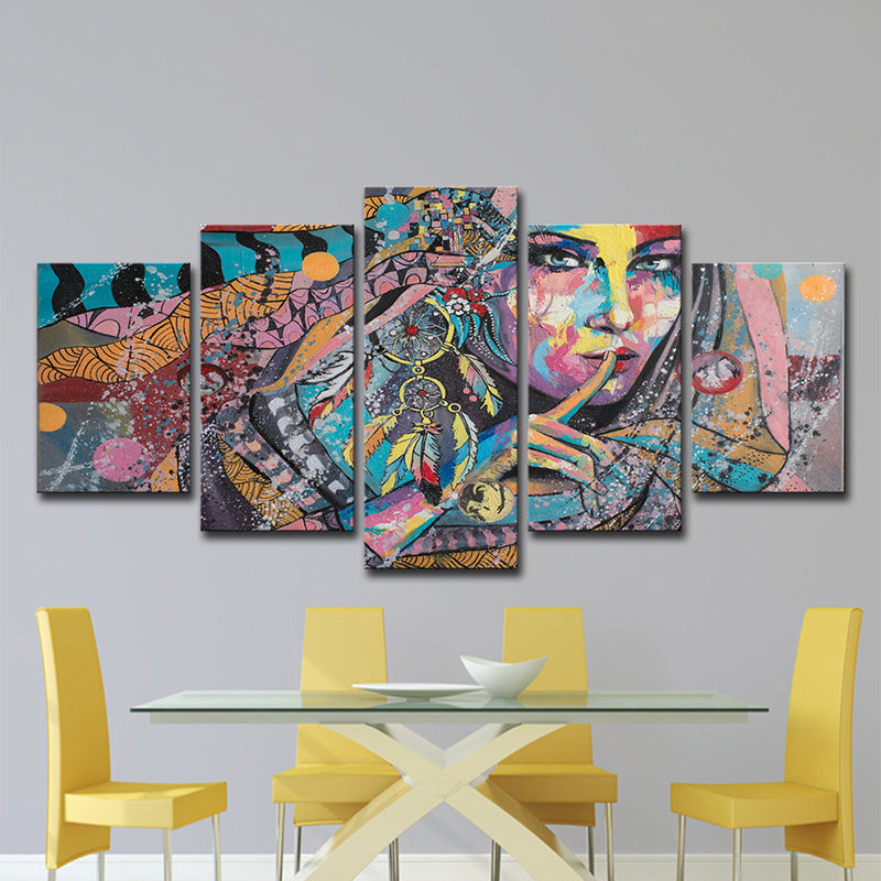 Vivolux | Traumfänger Gemälde Wandkunst Druck lila Leinwand Wanddekoration, Mehrteilig